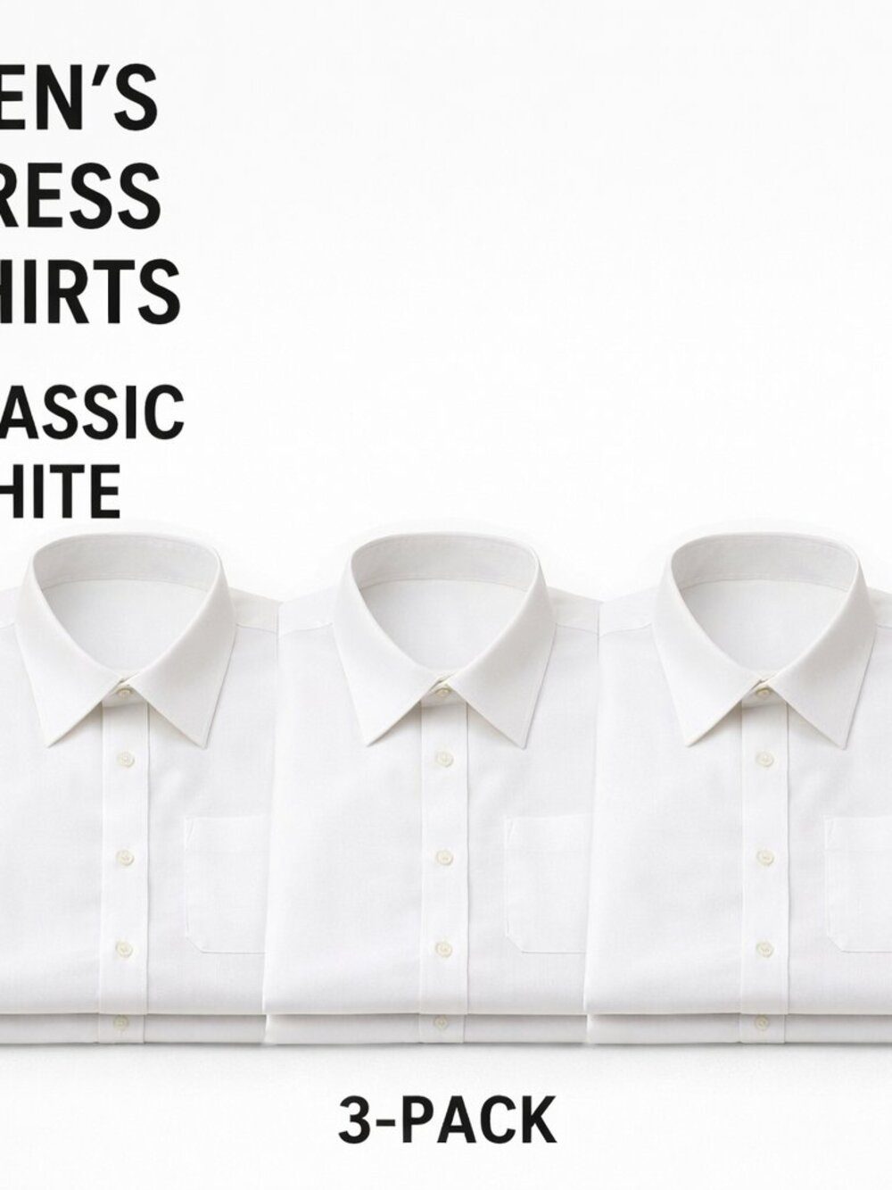 Galaxy By Harvic Men’s Classic White Dress Shirts - 3-Pack